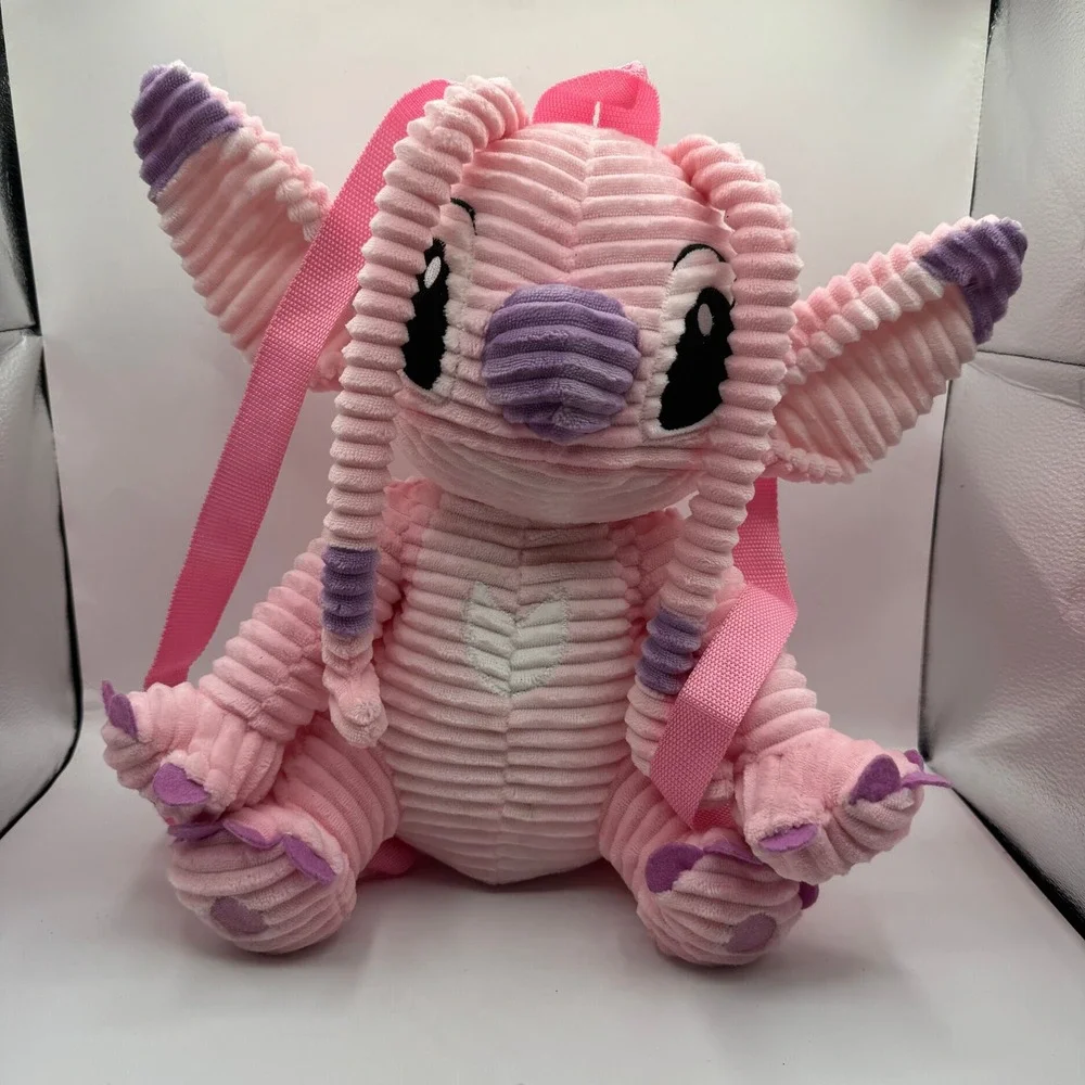 Disney Angel Plush Backpack Kids Pink Corduroy Lilo & Stitch Experiment 624